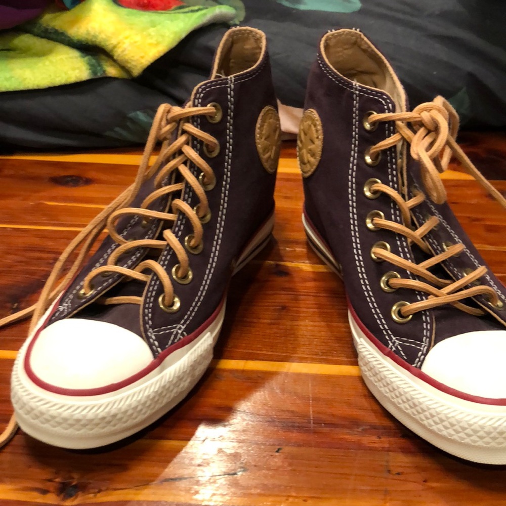 Wedge purple colored converse
